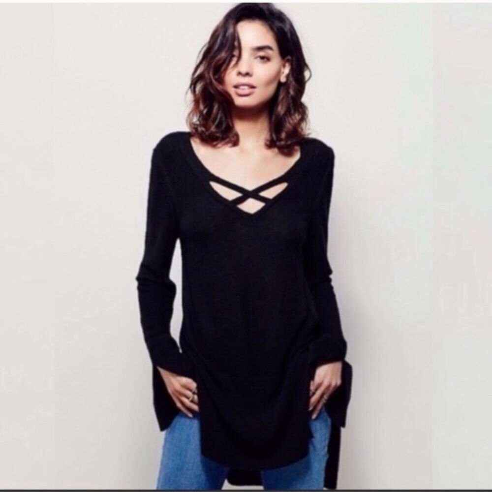 Free People Criss-Cross‎ Pullover Tunic Sweater